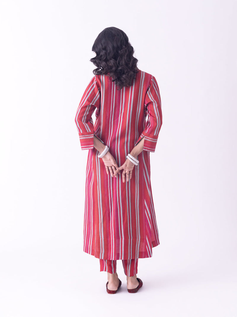 Tantu-Kurta silk blend kurta/kurta set by Shades of India in red for women in Singapore