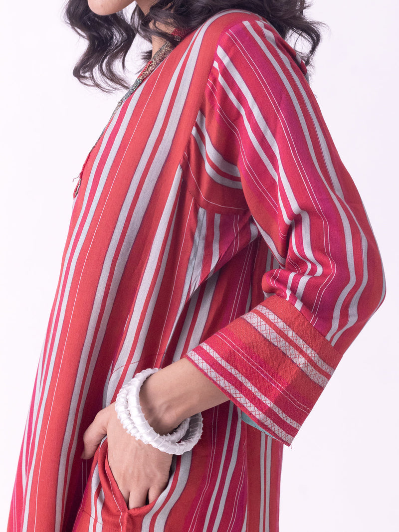 Tantu-Kurta silk blend kurta/kurta set by Shades of India in red for women in Singapore