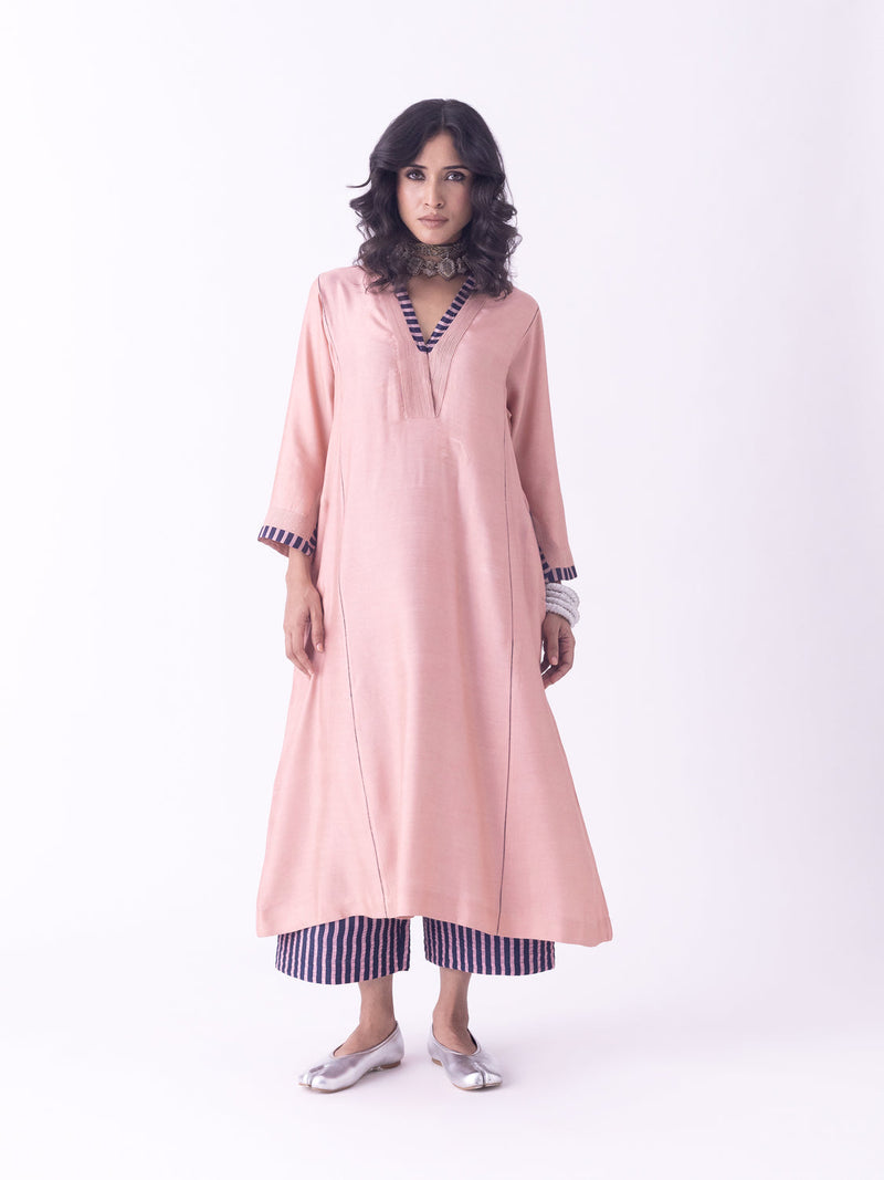 Navya-Kurta linen blend kurta/kurta set by Shades of India in beige for women in Singapore