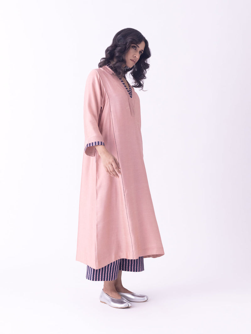Navya-Kurta linen blend kurta/kurta set by Shades of India in beige for women in Singapore