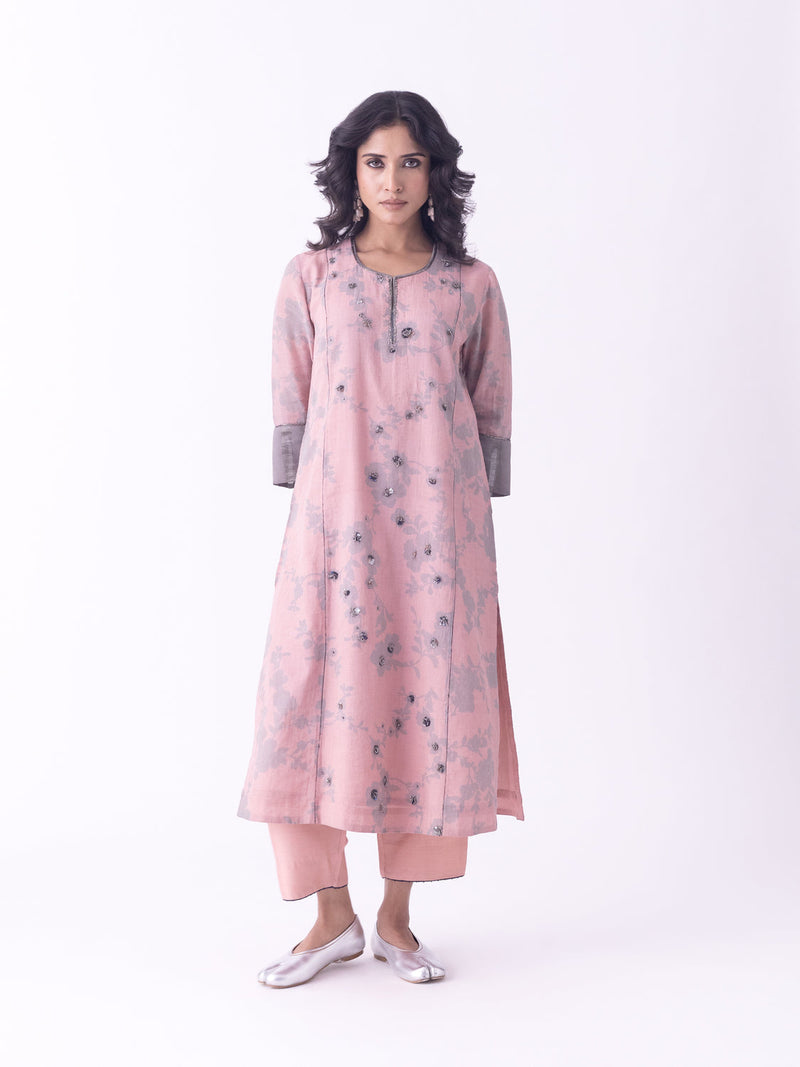 Ishira-Kurta tissue kurta/kurta set by Shades of India in beige for women in Singapore