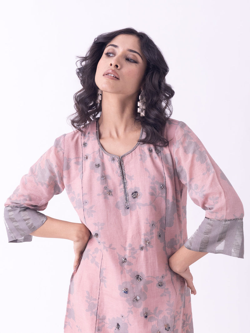 Ishira-Kurta tissue kurta/kurta set by Shades of India in beige for women in Singapore