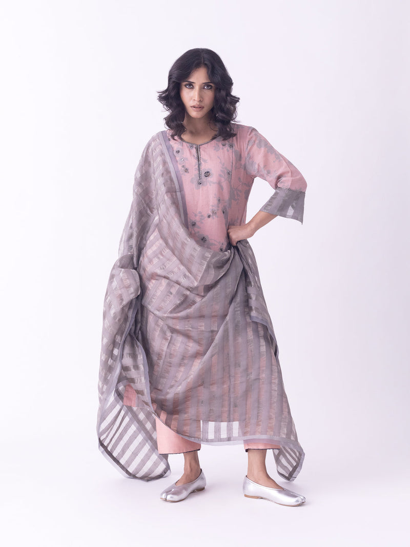 Ishira-Kurta tissue kurta/kurta set by Shades of India in beige for women in Singapore