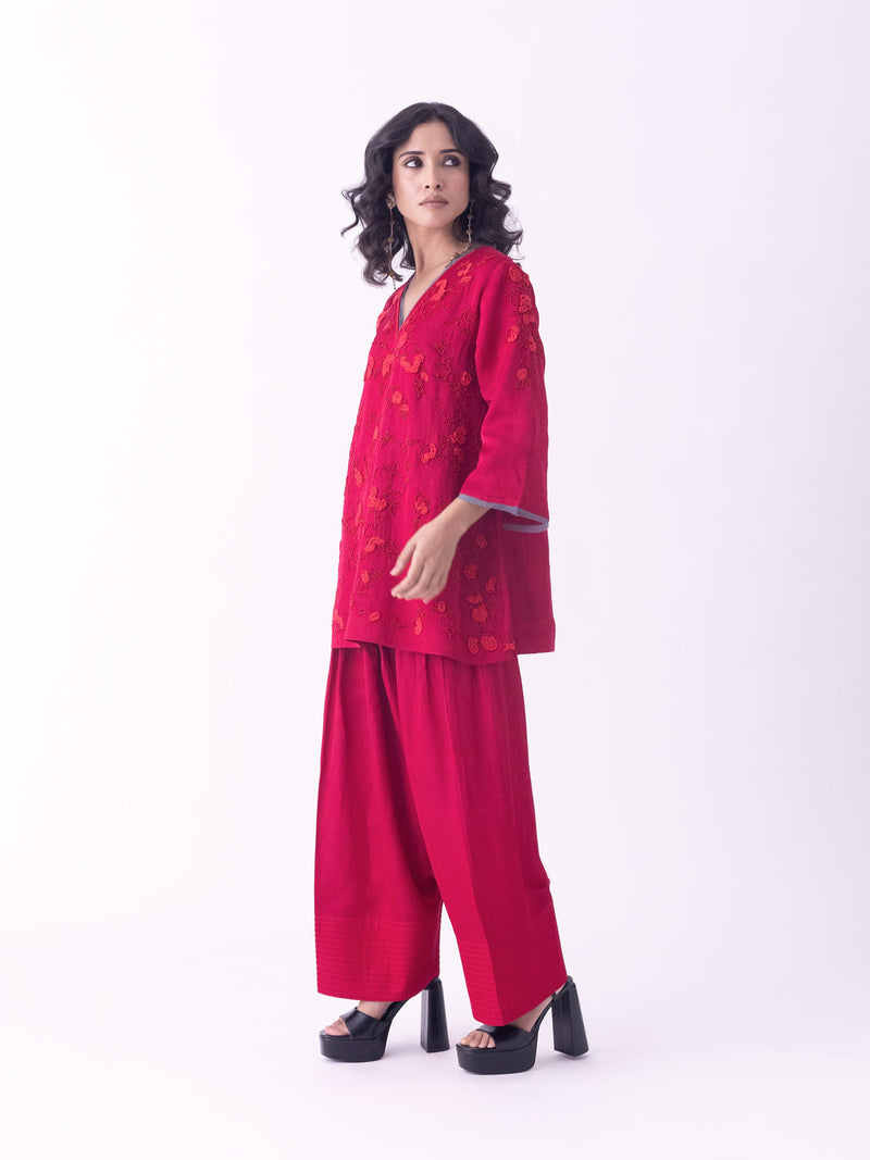Eira-Kurti linen blend kurta/kurta set by Shades of India in pink for women in Singapore