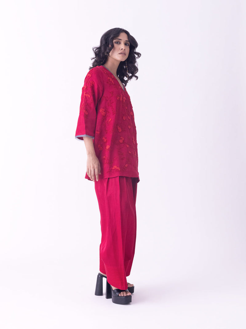 Eira-Kurti linen blend kurta/kurta set by Shades of India in pink for women in Singapore