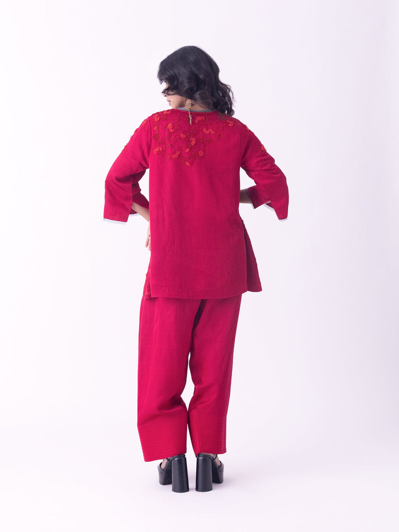 Eira-Kurti linen blend kurta/kurta set by Shades of India in pink for women in Singapore