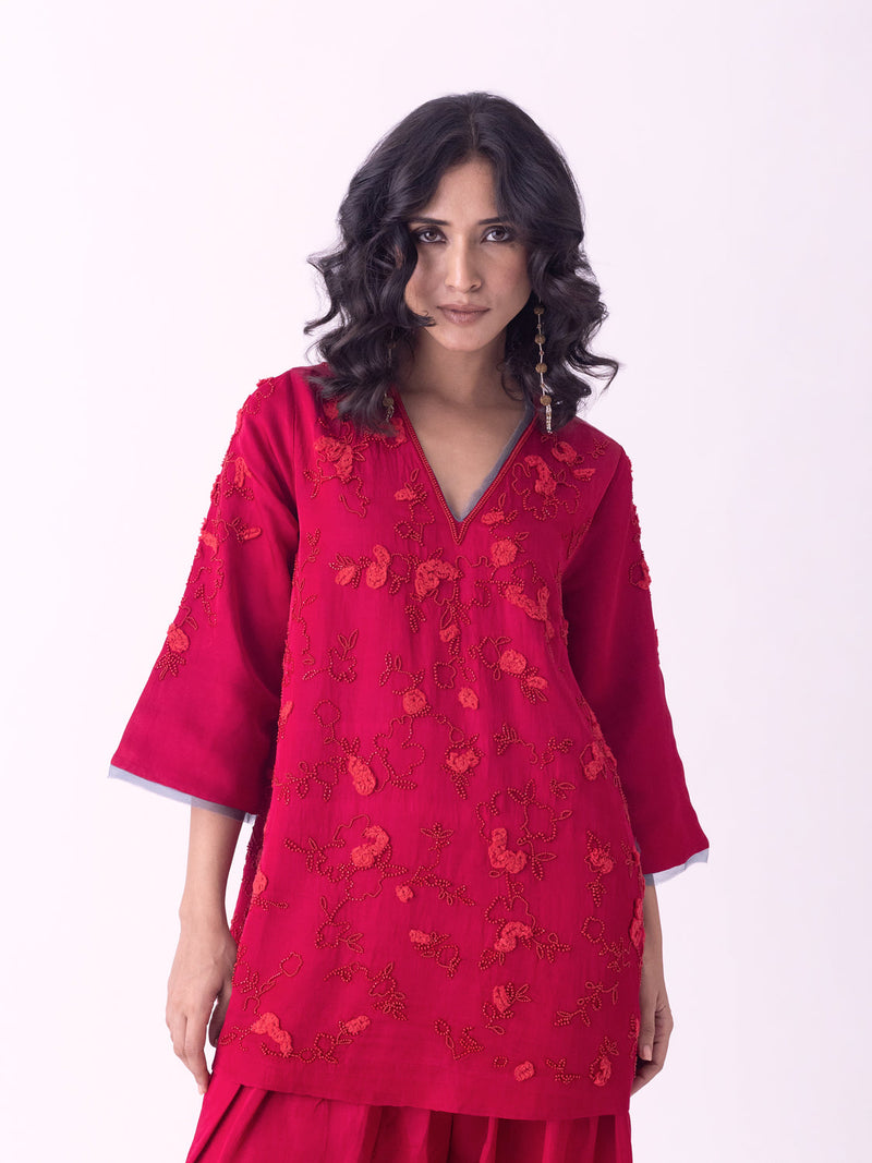 Eira-Kurti linen blend kurta/kurta set by Shades of India in pink for women in Singapore