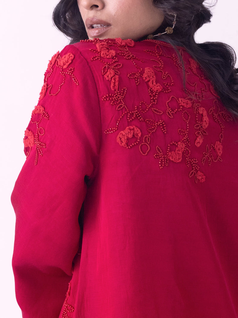 Eira-Kurti linen blend kurta/kurta set by Shades of India in pink for women in Singapore