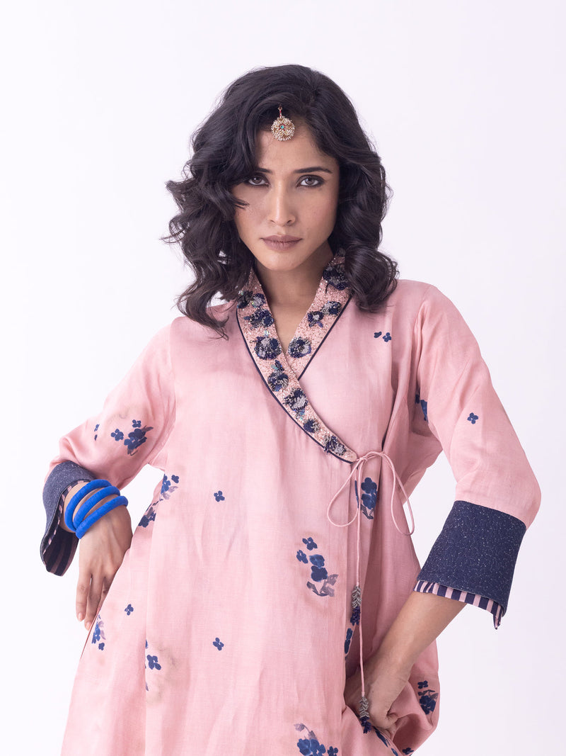Surabhi-Kurta linen blend kurta/kurta set by Shades of India in beige for women in Singapore