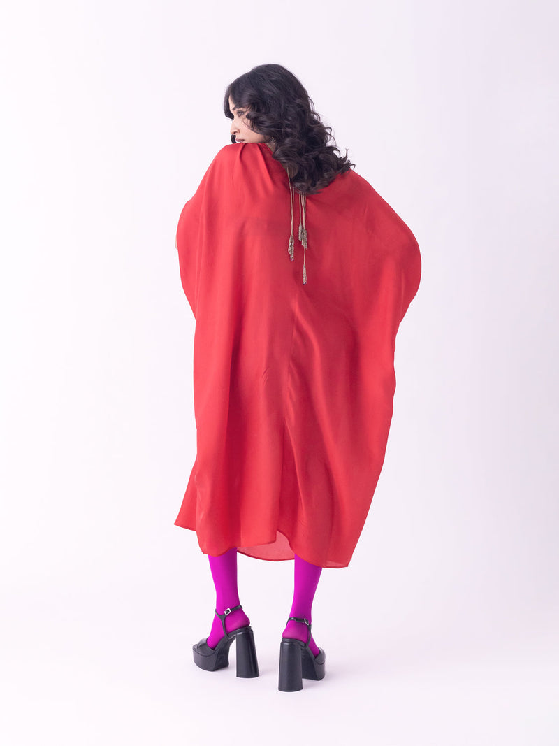 Sutri-Kaftan linen blend indo-western by Shades of India in red for women in Singapore