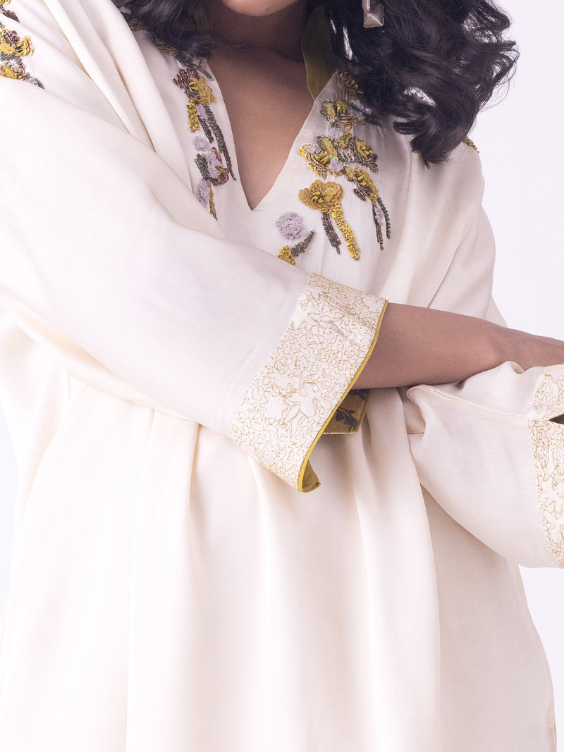 Sahar-Kaftan linen blend indo-western by Shades of India in brown for women in Singapore