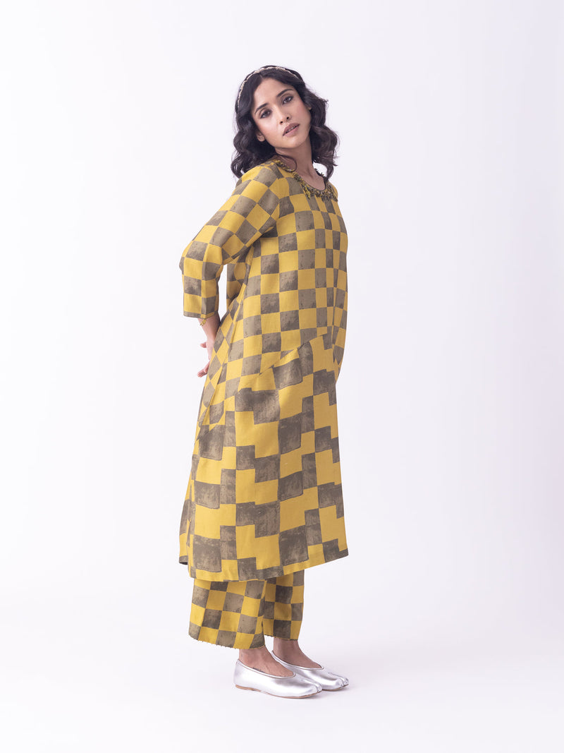 Haldi-Kaftan silk blend indo-western by Shades of India in musturd for women in Singapore