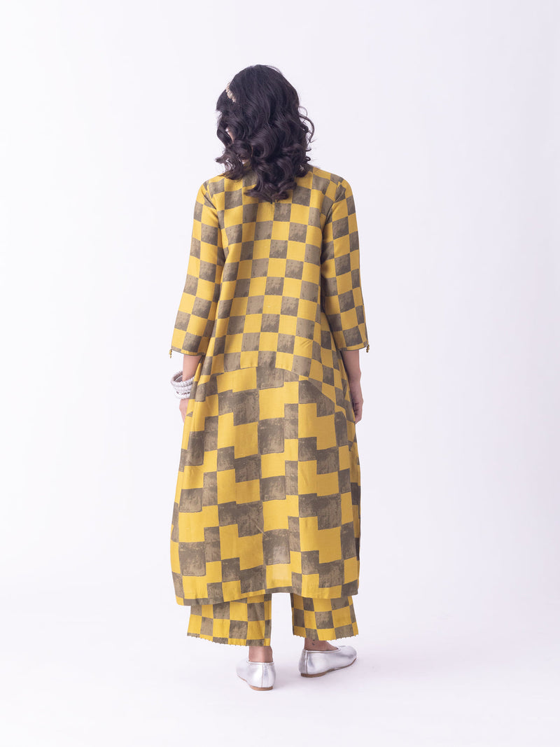 Haldi-Kaftan silk blend indo-western by Shades of India in musturd for women in Singapore