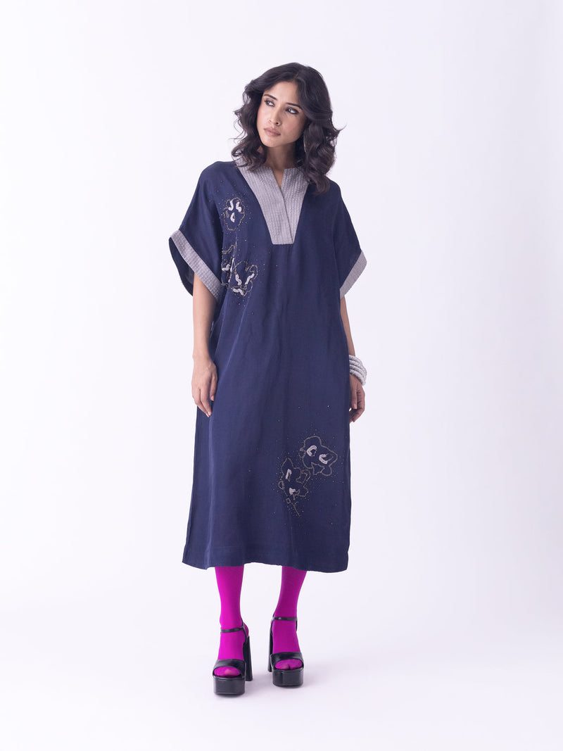 Azila-Kaftan linen blend indo-western by Shades of India in blue for women in Singapore