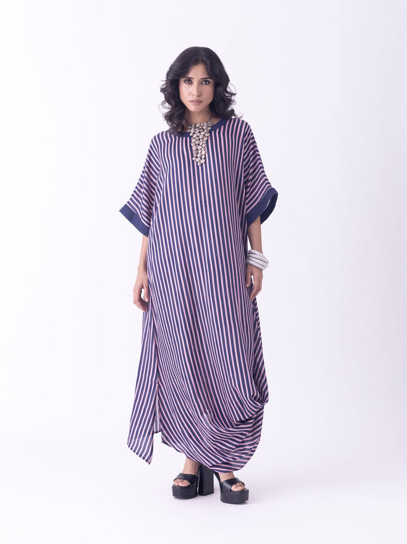 Mrinala-Kaftan silk cotton satin indo-western by Shades of India in beige for women in Singapore