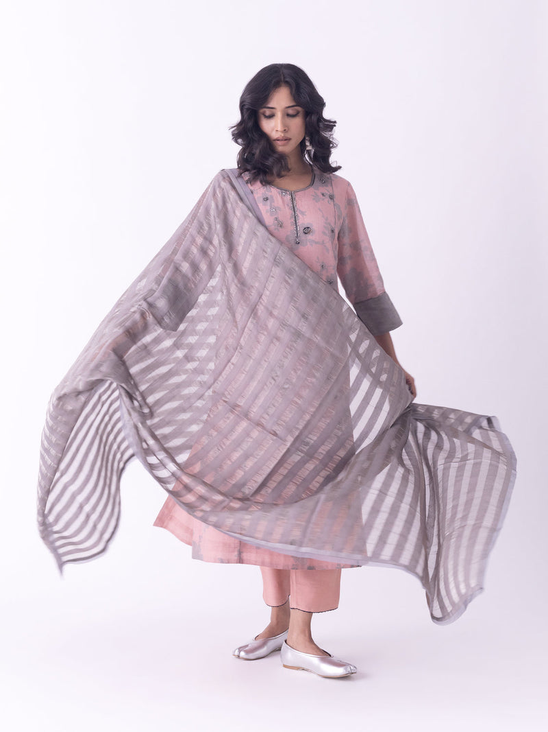 Zariya-Dupatta tissue dupatta by Shades of India in grey for women in Singapore