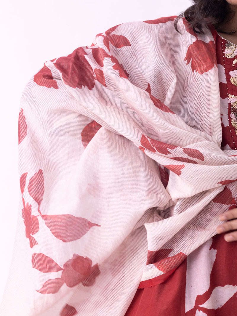 Punar-Dupatta silk cotton dupatta by Shades of India in red for women in Singapore
