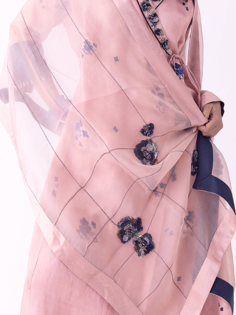 Zola-Dupatta silk organza dupatta by Shades of India in beige for women in Singapore