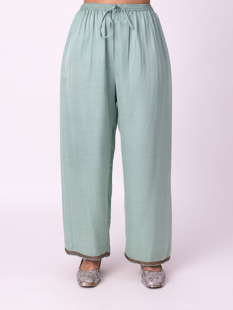 Isha Pyjama-Haze linen blend pyjama/salwar by Shades of India in blue for women in Singapore