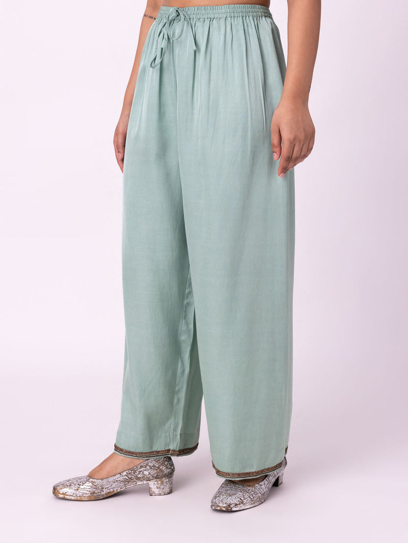 Isha Pyjama-Haze linen blend pyjama/salwar by Shades of India in blue for women in Singapore