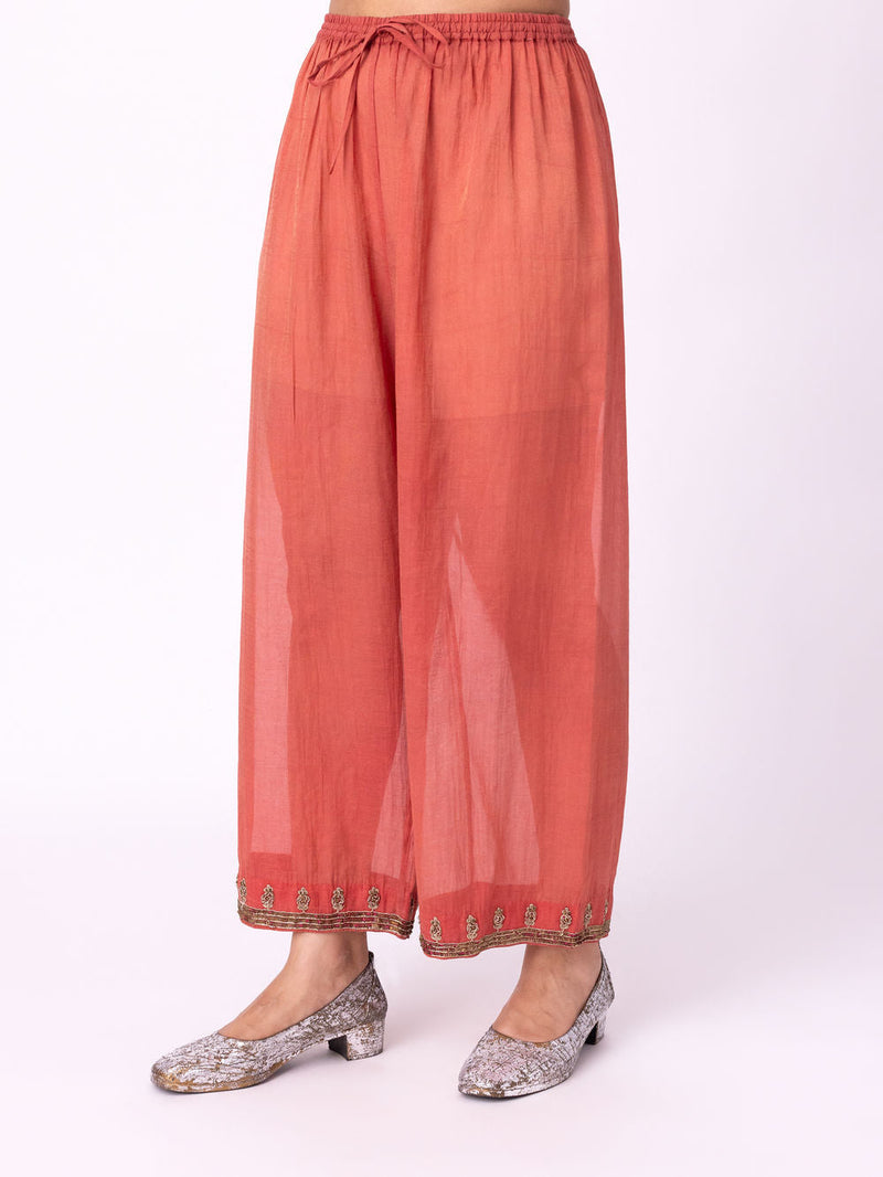 Karalika Pyjama tissue pyjama/salwar by Shades of India in red for women in Singapore