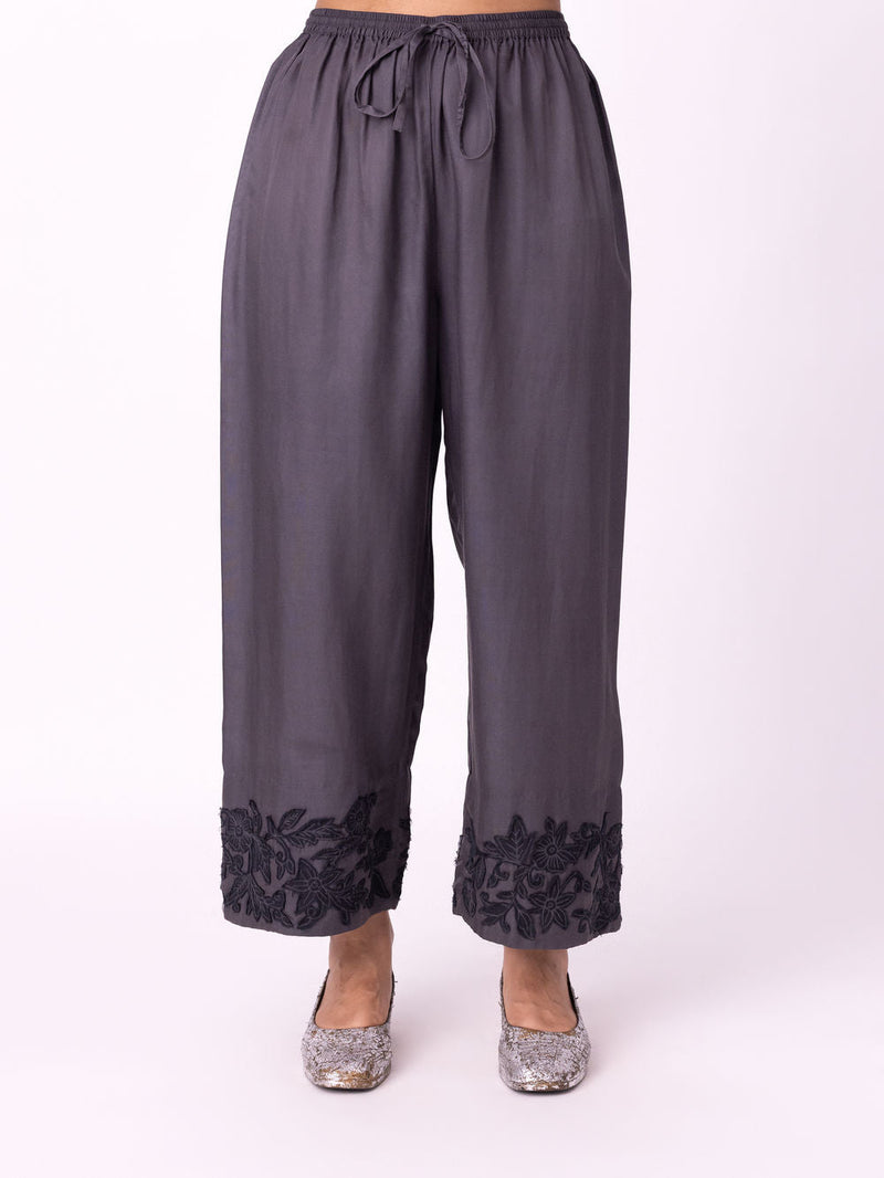 Neelra Pyjama silk cotton satin pyjama/salwar by Shades of India in charcoal for women in Singapore