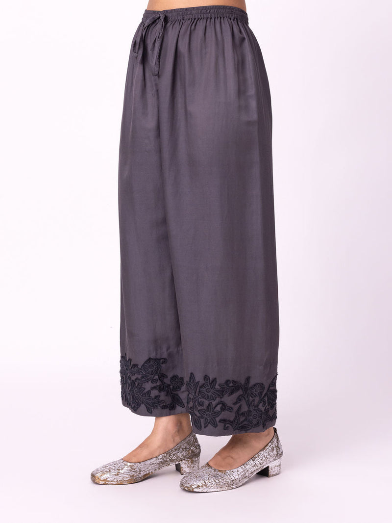 Neelra Pyjama silk cotton satin pyjama/salwar by Shades of India in charcoal for women in Singapore