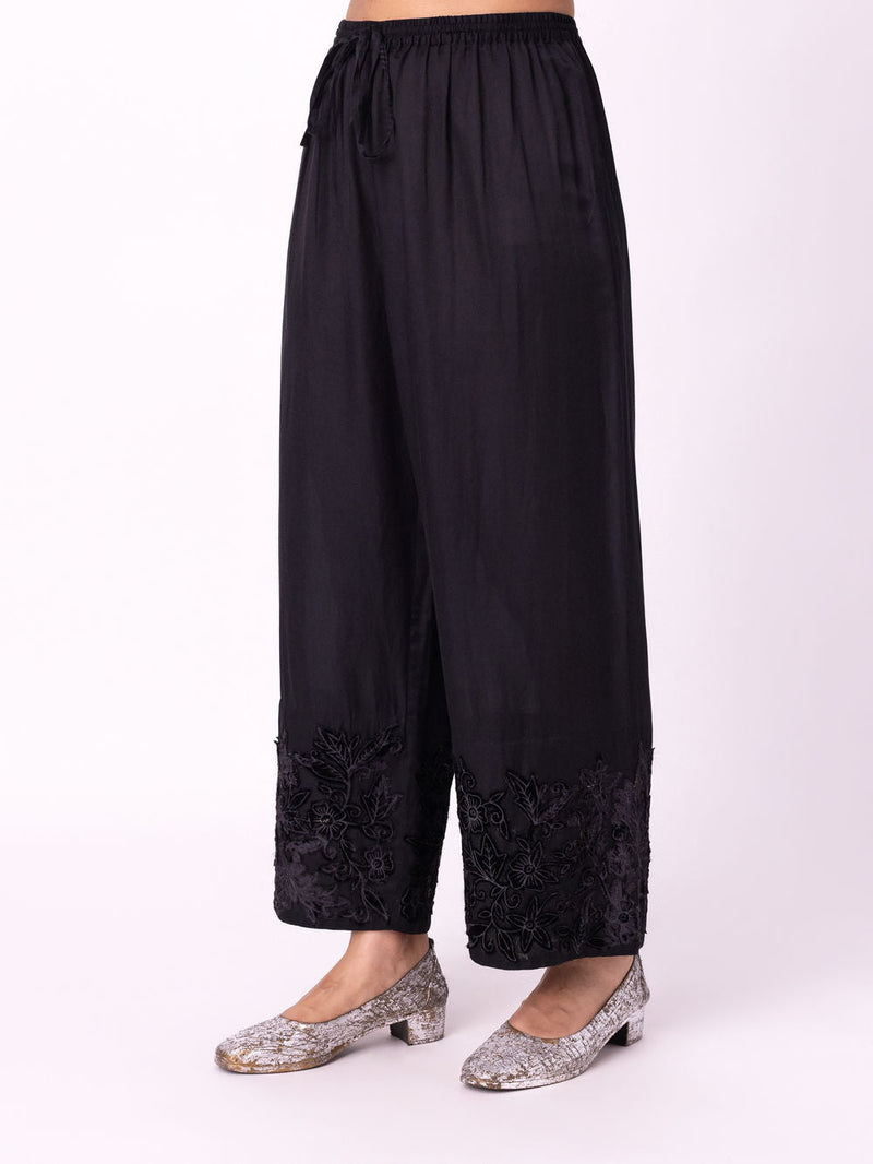 Ruhani Pyjama silk cotton satin pyjama/salwar by Shades of India in black for women in Singapore