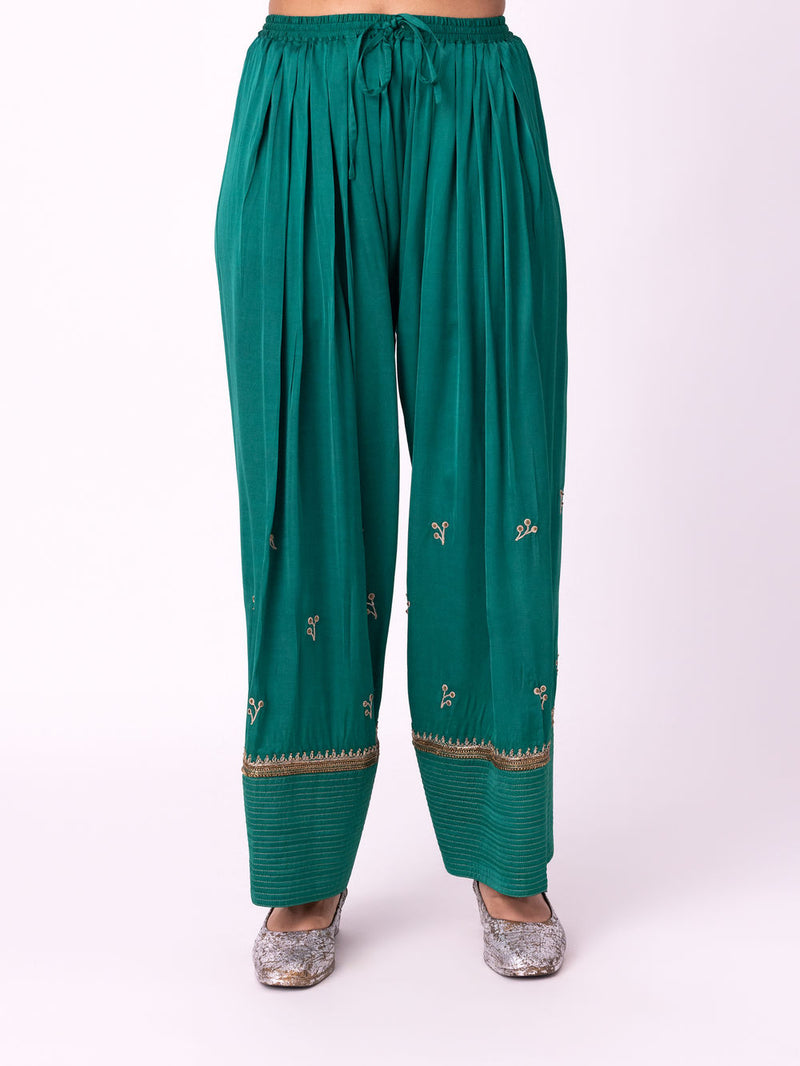 Nazneen Salwar linen blend pyjama/salwar by Shades of India in green for women in Singapore