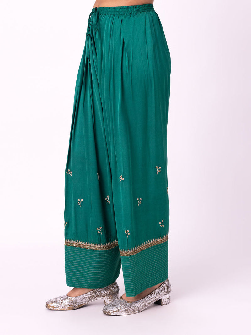 Nazneen Salwar linen blend pyjama/salwar by Shades of India in green for women in Singapore