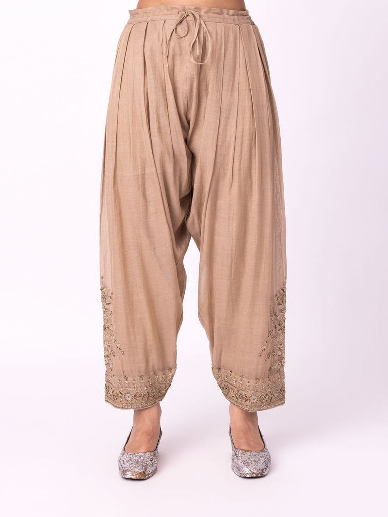 Vaj Salwar tissue pyjama/salwar by Shades of India in stone for women in Singapore