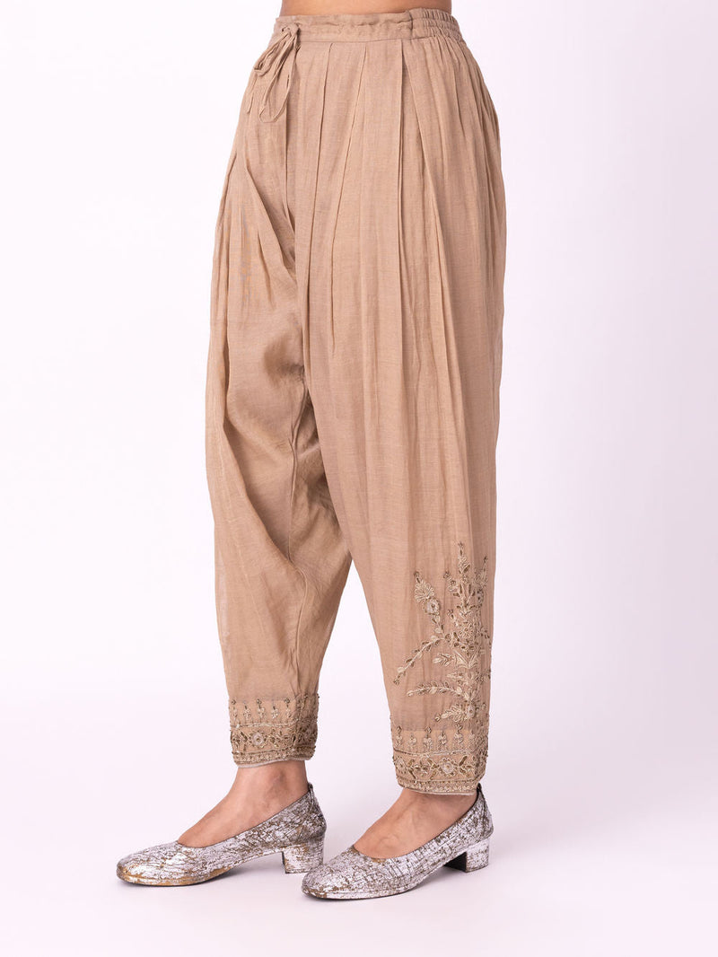 Vaj Salwar tissue pyjama/salwar by Shades of India in stone for women in Singapore