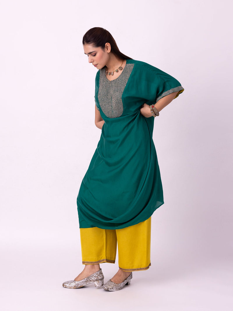 Aayat Kaftan silk indo-western by Shades of India in green for women in Singapore