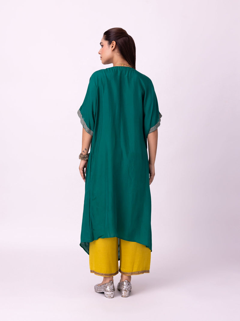 Aayat Kaftan silk indo-western by Shades of India in green for women in Singapore