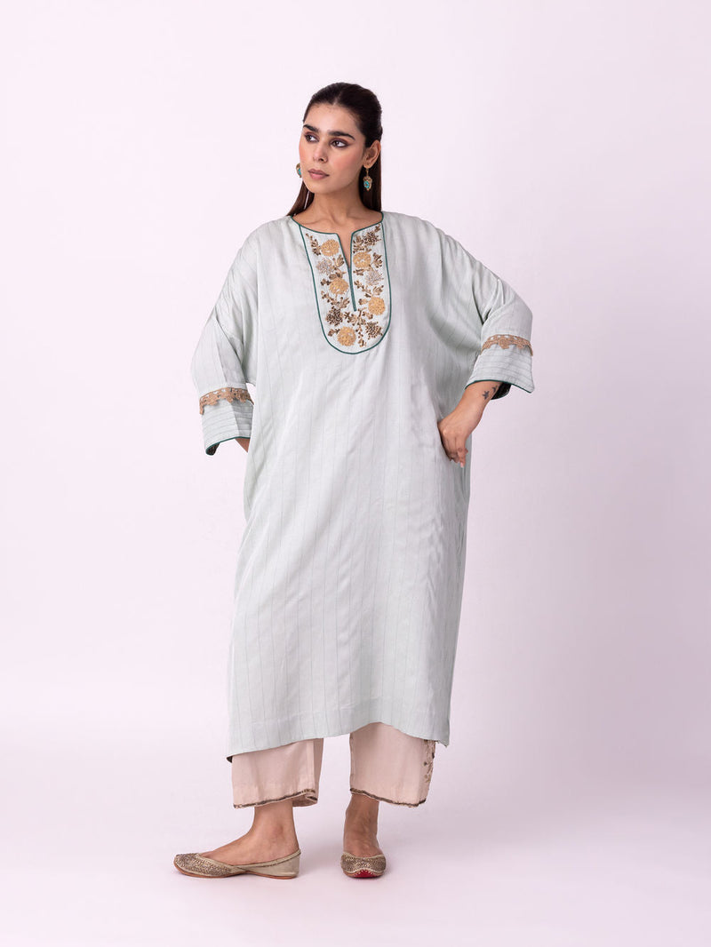 Vakila Kaftan linen blend indo-western by Shades of India in blue for women in Singapore