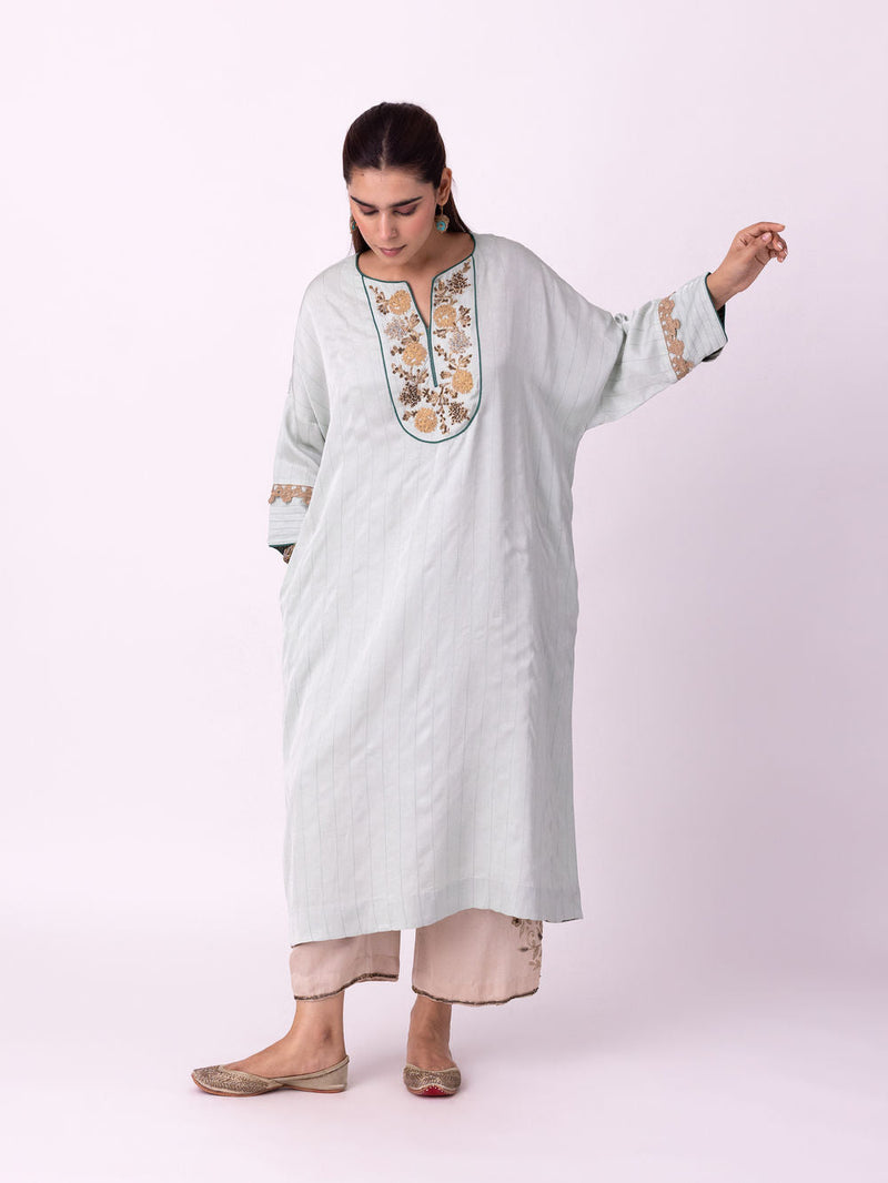 Vakila Kaftan linen blend indo-western by Shades of India in blue for women in Singapore