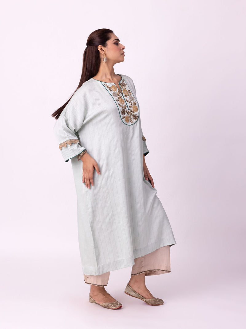 Vakila Kaftan linen blend indo-western by Shades of India in blue for women in Singapore