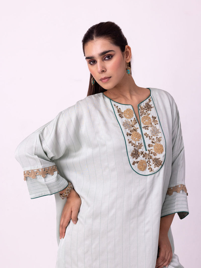 Vakila Kaftan linen blend indo-western by Shades of India in blue for women in Singapore