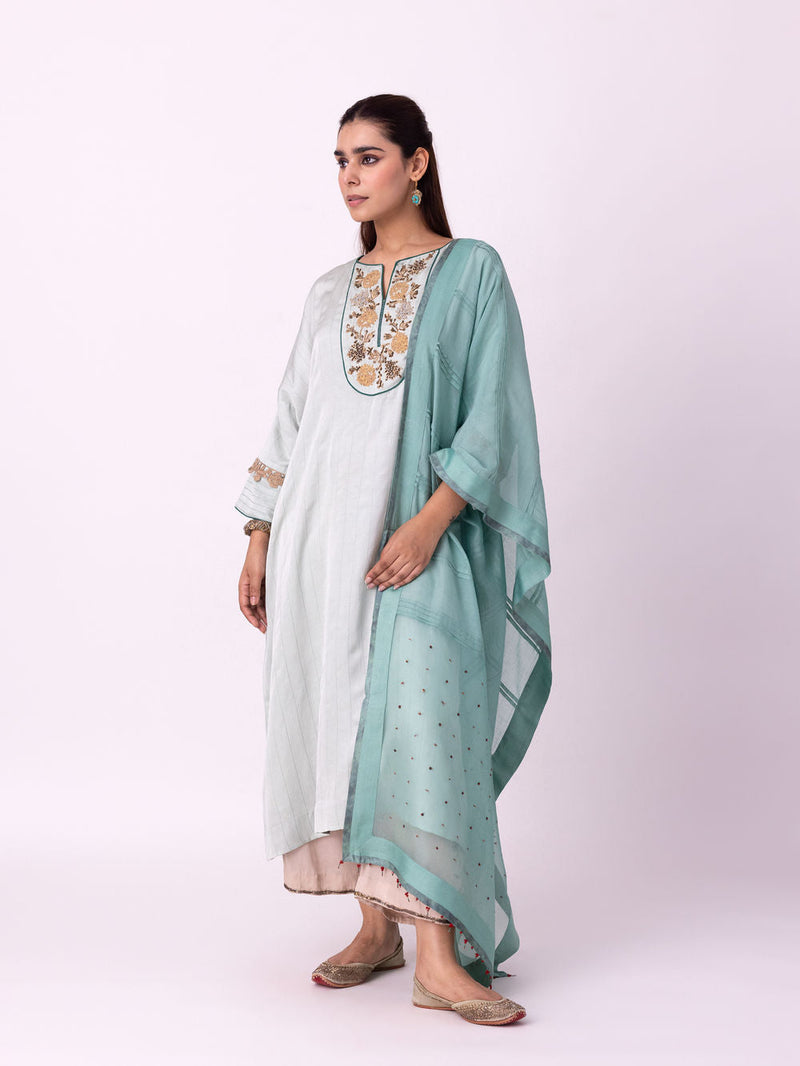 Vakila Kaftan linen blend indo-western by Shades of India in blue for women in Singapore