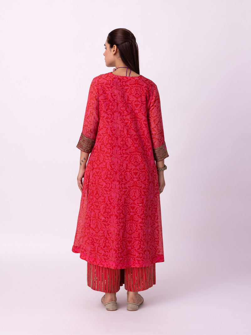 Anga Kurta chanderi kurta/kurta set by Shades of India in red/pink for women in Singapore