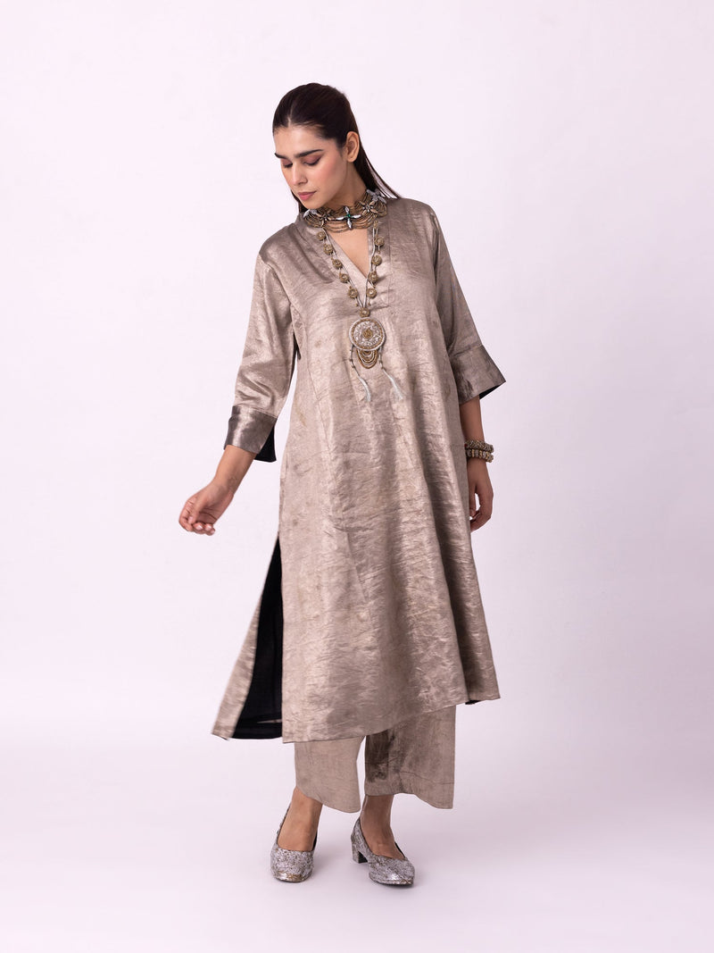 Dureena Kurta tissue kurta/kurta set by Shades of India in yellow for women in Singapore