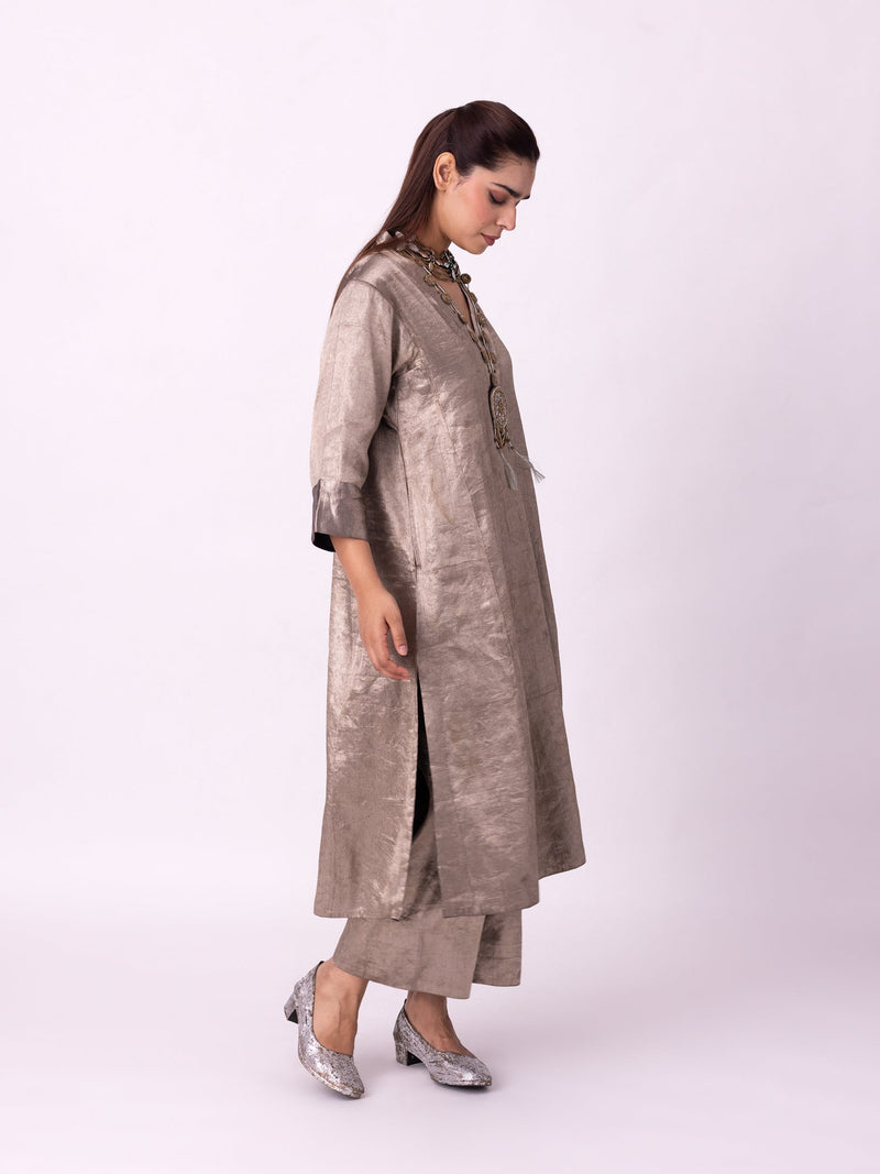 Dureena Kurta tissue kurta/kurta set by Shades of India in yellow for women in Singapore