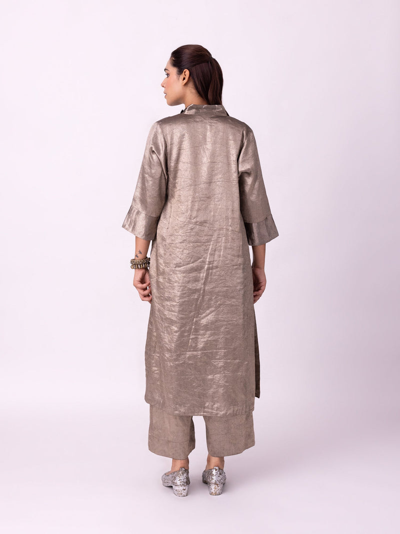 Dureena Kurta tissue kurta/kurta set by Shades of India in yellow for women in Singapore