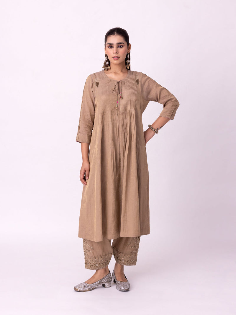 Imana Kurta tissue kurta/kurta set by Shades of India in stone for women in Singapore
