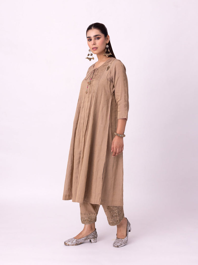 Imana Kurta tissue kurta/kurta set by Shades of India in stone for women in Singapore