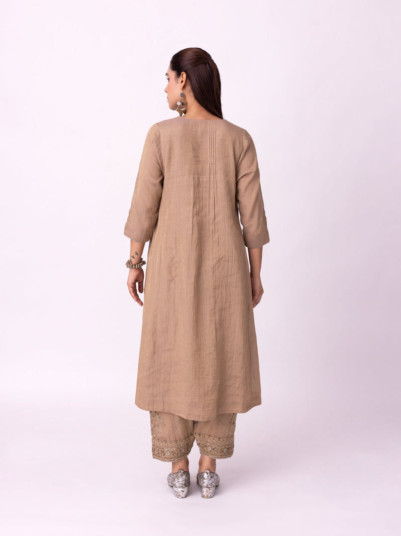 Imana Kurta tissue kurta/kurta set by Shades of India in stone for women in Singapore