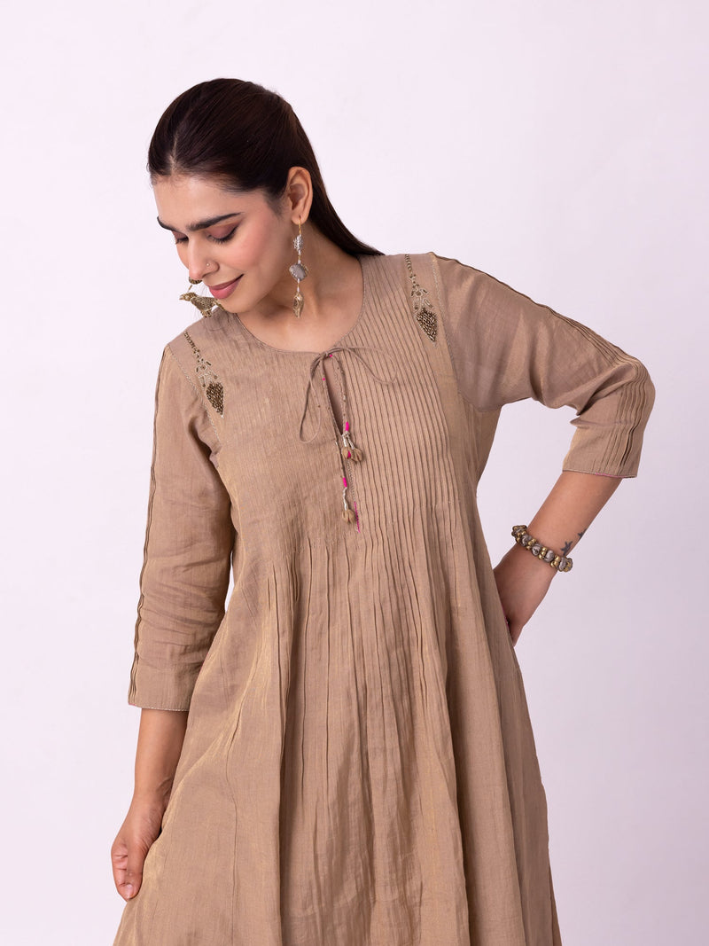 Imana Kurta tissue kurta/kurta set by Shades of India in stone for women in Singapore