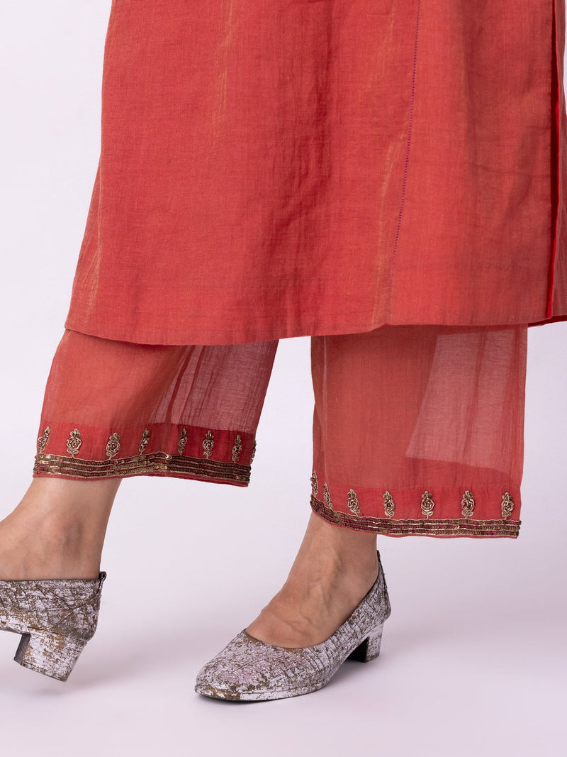 Kaasni Kurta tissue kurta/kurta set by Shades of India in red for women in Singapore