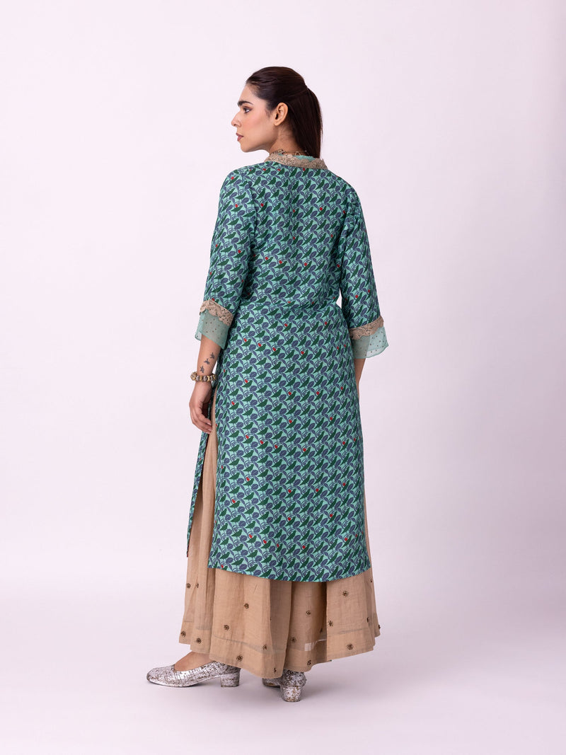 Karunya Kurta silk kurta/kurta set by Shades of India in turqouise/red for women in Singapore