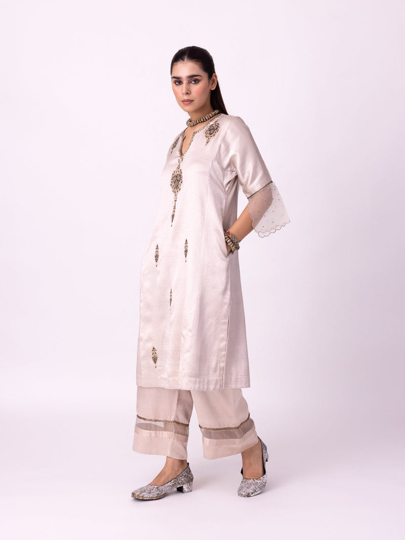 Khaab Kurta mushroo kurta/kurta set by Shades of India in beige for women in Singapore
